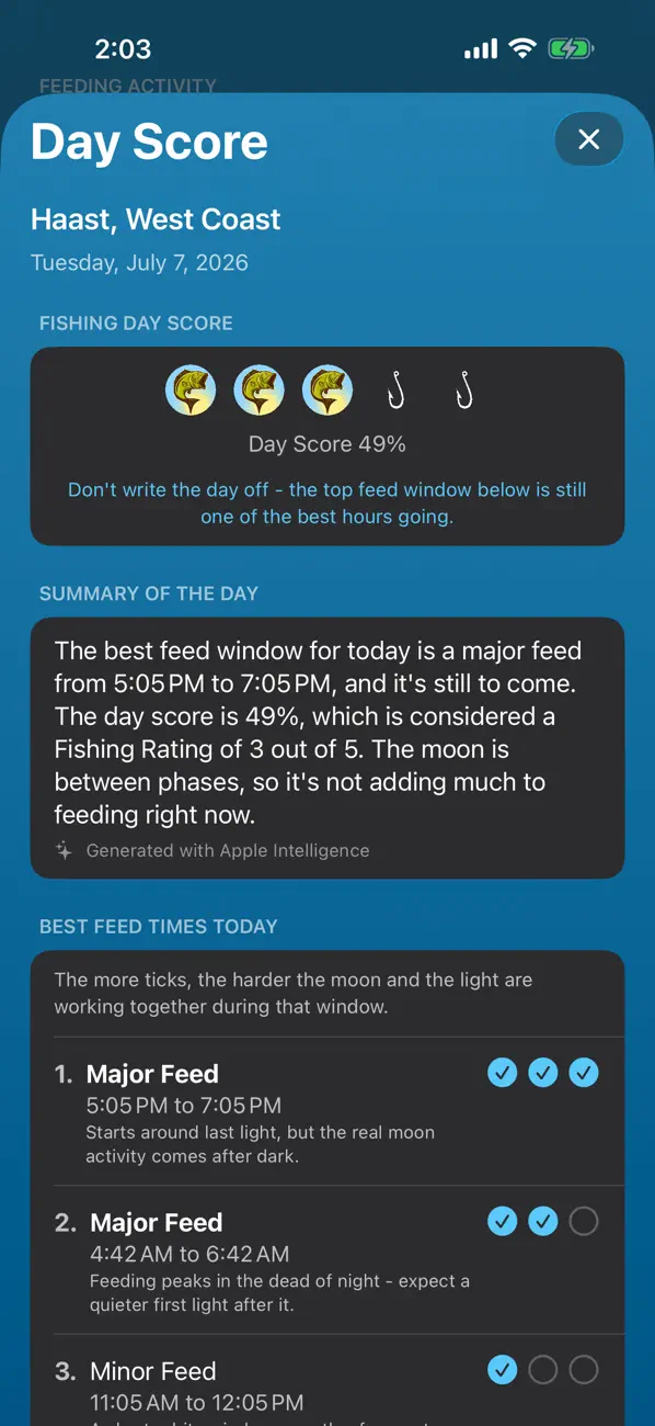 Solunar Best Fishing Times screenshot 4