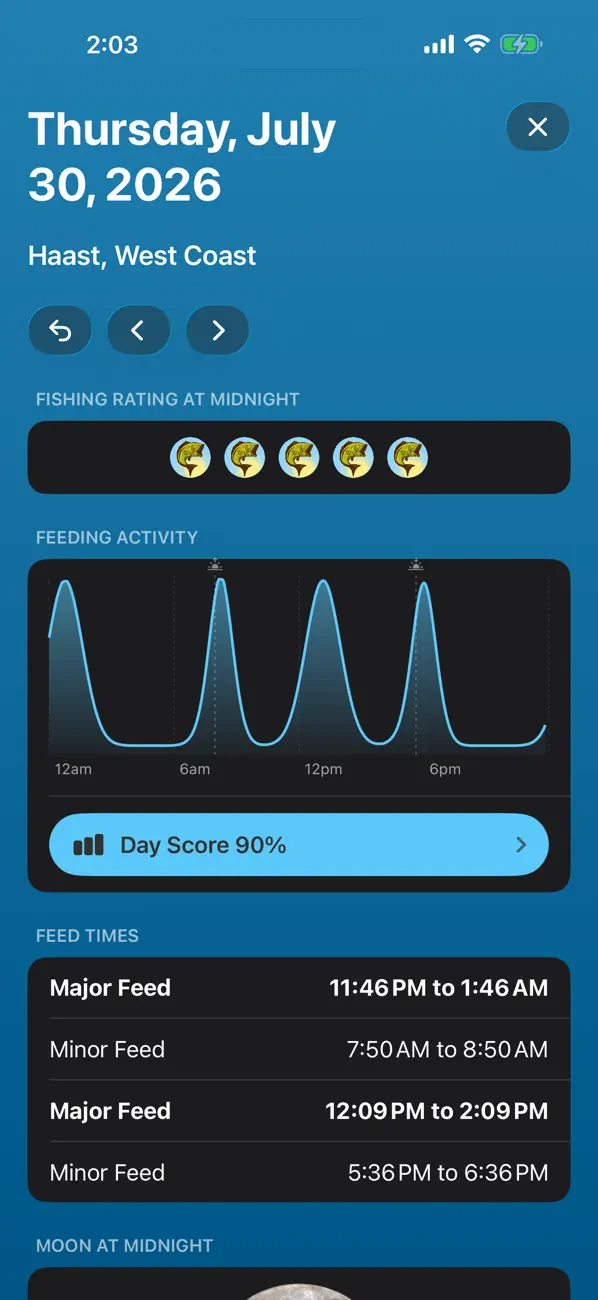 Solunar Best Fishing Times screenshot 8