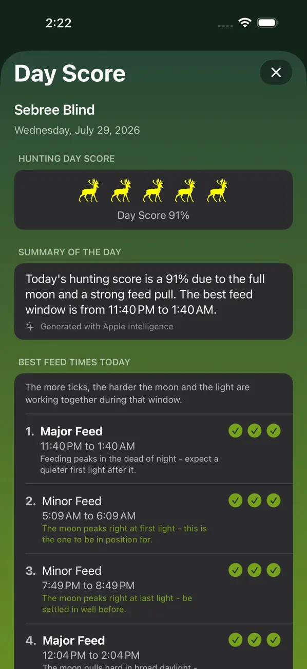 Solunar Best Hunting Times screenshot 9