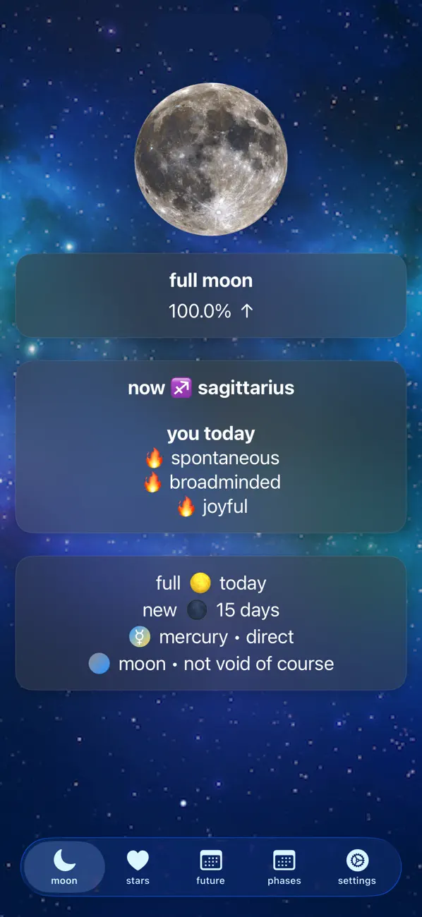 Full Moon Phase main screen
